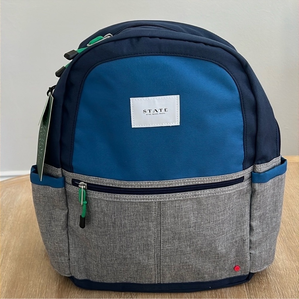 New STATE BAGS Kane Kids Navy Heather Gray Backpack
